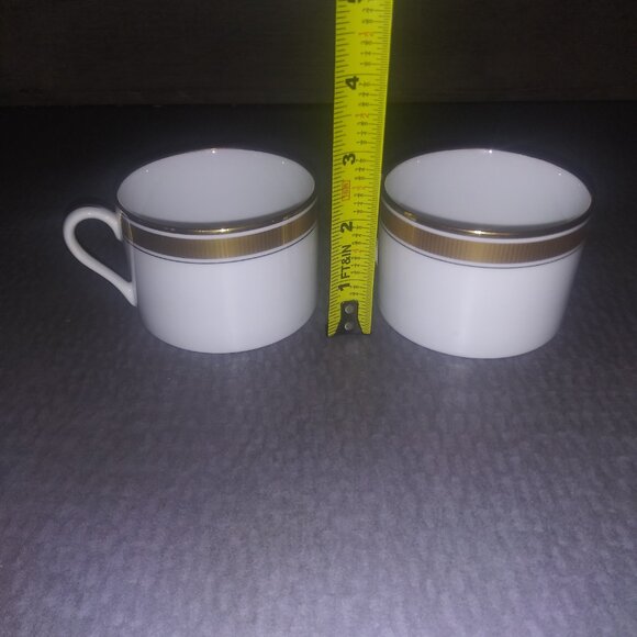 Fitz and Floyd Porcelain Plate and Mug Set Oak Park White Gold Trimmed Lot of 12 - Picture 16 of 16